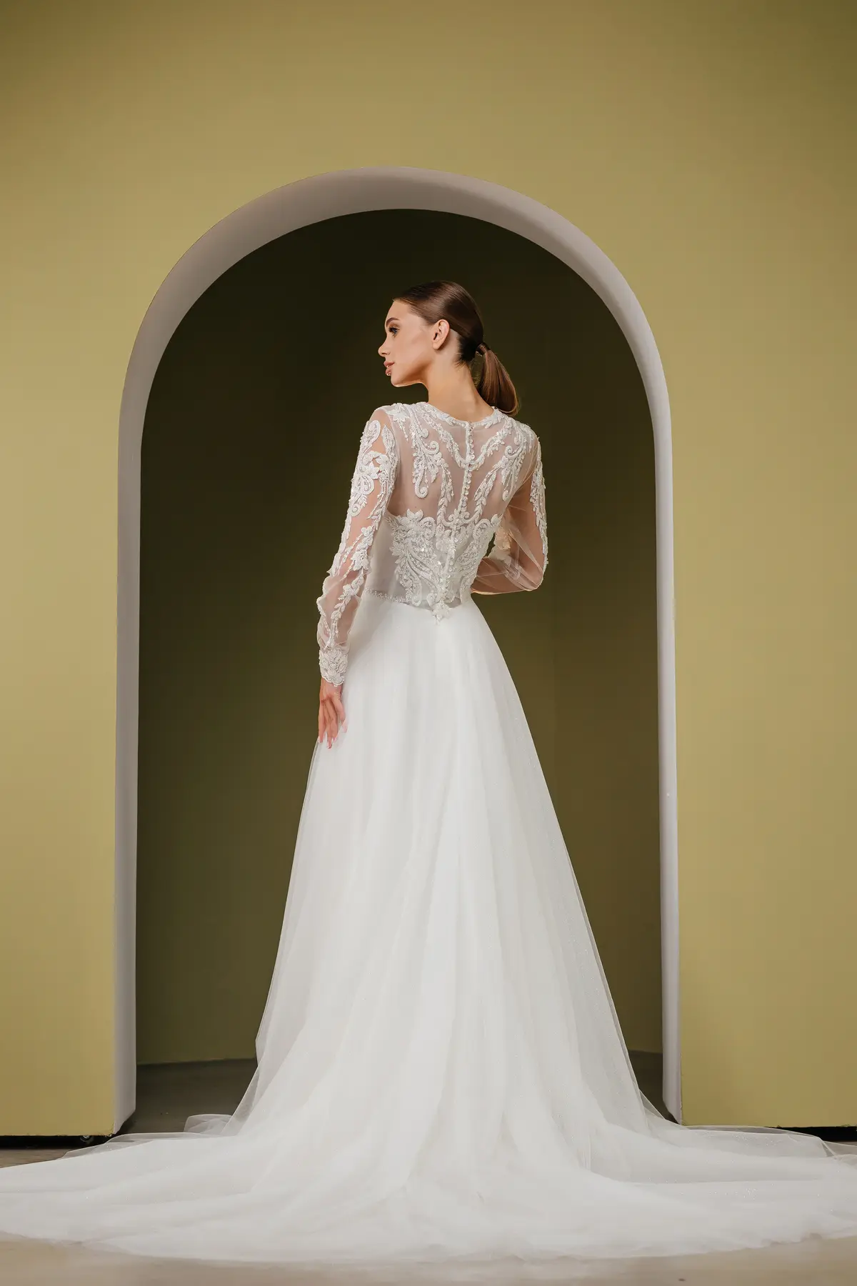 Collection 1 Dress 01, bridal gown back view